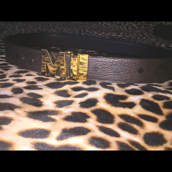 MCM VISETOS BROWN BLACK REVERSIBLE BELT 38-42” WAIST 24K  Mcm reversible belt